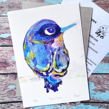 Load image into Gallery viewer, Blue bird print reproduction of an acrylic painting by Adelaide artist Isabel Lopes

