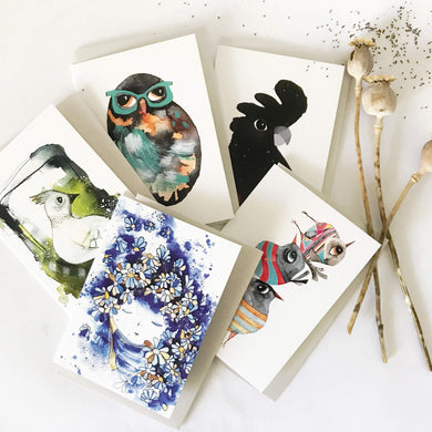 Set of five mini greeting cards by artist Isabel Lopes