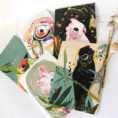 Set of illustrated bird Greeting cards by artist Isabel Lopes