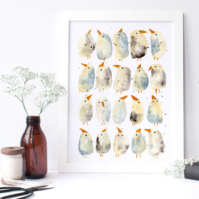 Seagull print reproduction from watercolour original by artist Isabel Lopes